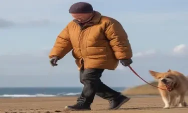 A man walking a dog