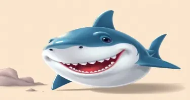 Carricature of a smiling shark in the style of pixar