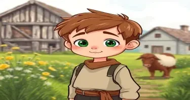 <img alt="a cartoon drawn little boy with brown hair and green eyes at age 11 on a farm. This is for a children's book so make him cute, innocent and likeable for the reader to look at. I would like images of the same character doing the following: wearing medieval clothing walking down a street. https://www.imagiyo.com/images/mxkaz6Y5aJ0P/view" src="https://imagiyo.com/generation/images/thumbnails/QLqsVMNanU8knkh_1746156181.webp" />