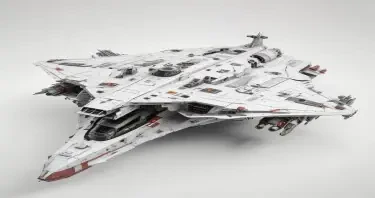 one, ARMD Platform style, Soviet, Sci-Fi, space aircraft carrier, on a white background