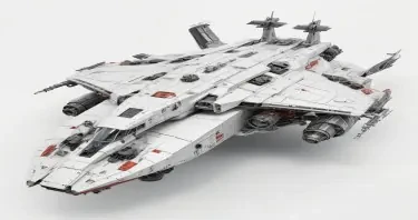 one, ARMD Platform style, Robotch, Soviet, Sci-Fi, Space aircraft carrier, on a white background