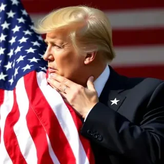 Donald Trump kissing the American Flag