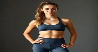 18 year old athletic woman wearing yoga wear who is very fit