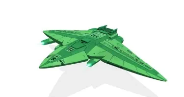 Green Zentran Space Battlecruiser on a white background