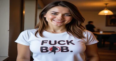 Hot woman wearing tshirt that says Fuck Bob