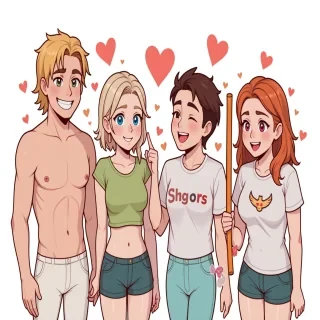 friends, clipart style illustration