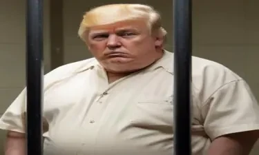 a very fat Donald Trump in jail