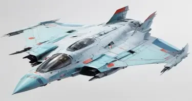 one, MIG 21 style, delta-wing, Robotch, Soviet, Sci-Fi, Space jet fighter, on a white background