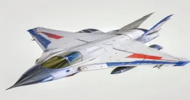 one, MIG 21 style, sleek, single tail, delta-wing, Robotech, Soviet, Sci-Fi, Space jet fighter, on a white background