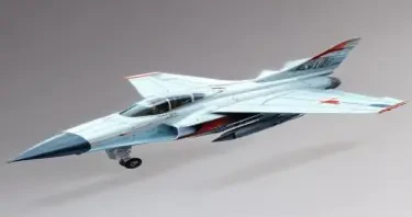 one, MIG-21 style, cold-war, sleek, nose intake, single tail, delta-wing, Robotech, Soviet, Sci-Fi, Space jet fighter, on a white background