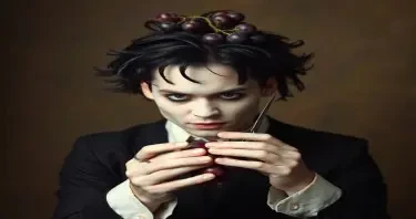 edward scissorhands mindful eating a grape johnny depp has scissors for hands white face tim burton style