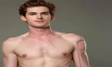 Andrew Garfield with a fully erect penis