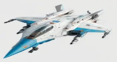 Chinese, Chengdu J-20 style, anime, laterally symmetrical, Macross Valkyrie, Gerwalk Mode, with arms & GU-11 Gun Pod,on a white background