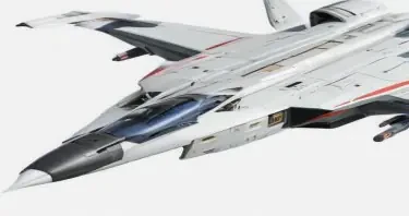 Chinese, Chengdu J-20 style, anime, laterally symmetrical, Macross Valkyrie, Gerwalk Mode, with arms & GU-11 Gun Pod,on a white background