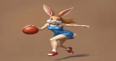 a sexy lady rabbit playing basketball