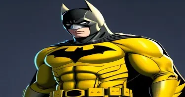 Batman with a yellow suit and black logo