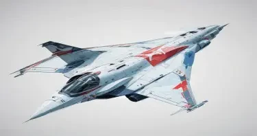 one, MIG 21 style, delta-wing, Robotch, Soviet, Sci-Fi, Space jet fighter, on a white background