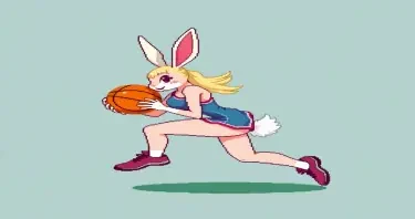 a sexy lady rabbit playing basketball
