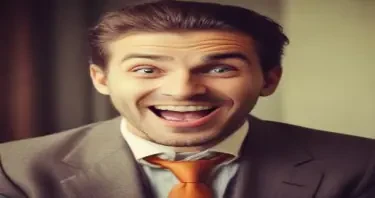 vintage style happy sneering rich man looking at the viewer