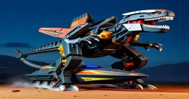 Robot dinosaur transformer that also transforms into an attack boat