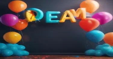 Dream written on a background of colorful balloons