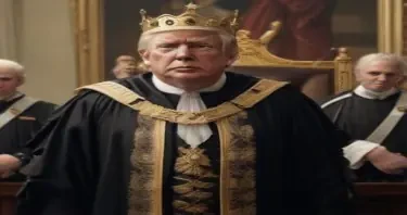 An image of Trump dressed as an emperor pissing on the constitution