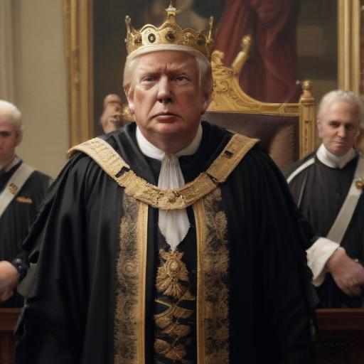 An image of Trump dressed as an emperor pissing on the constitution