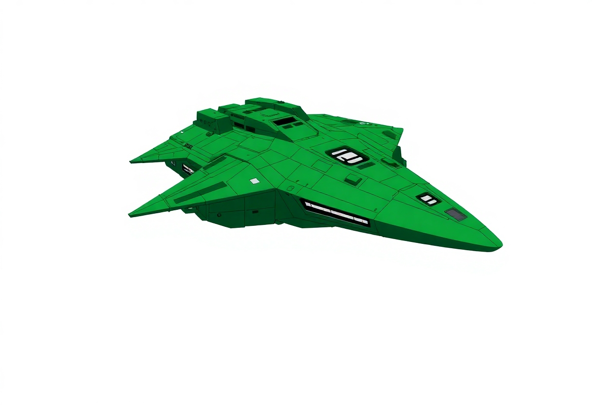 Green Zentran Space Battlecruiser on a white background
