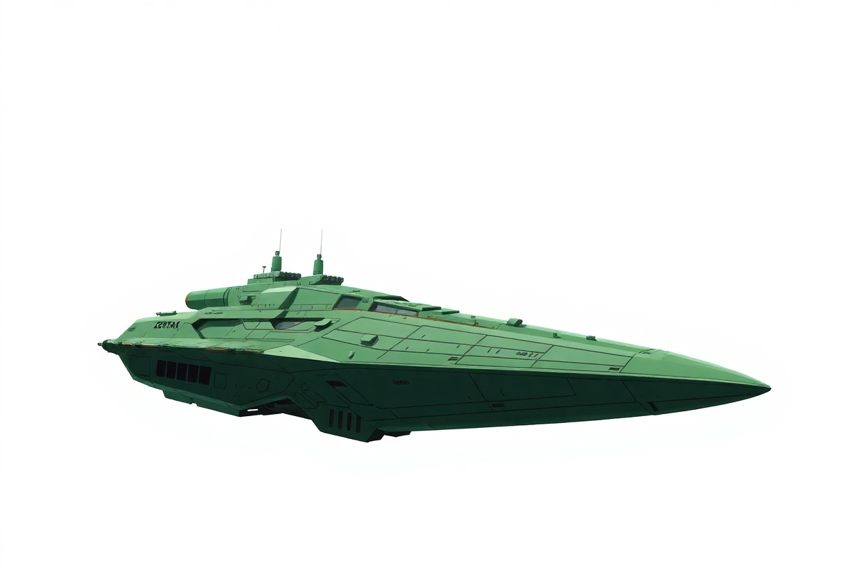 Green Zentran Space Battlecruiser on a white background