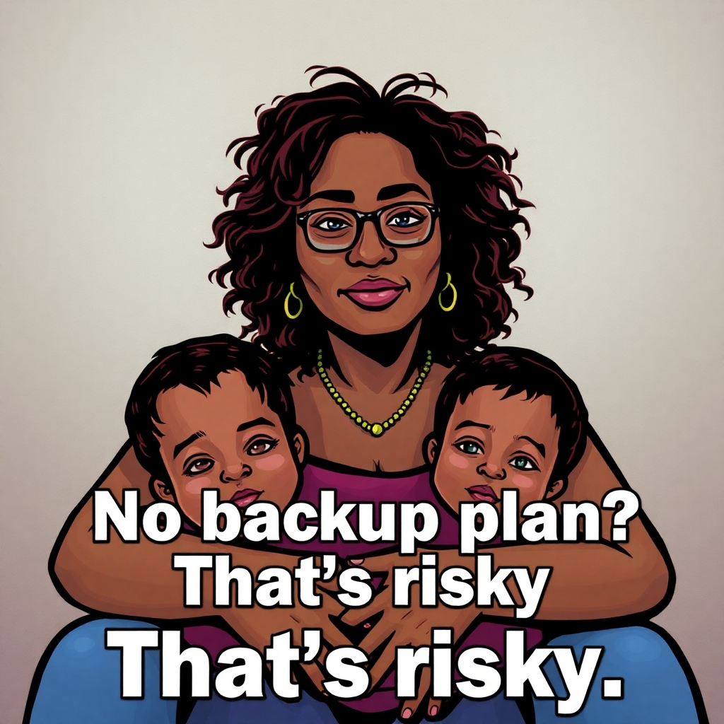 A single parent with kids + text: "No backup plan? That’s risky