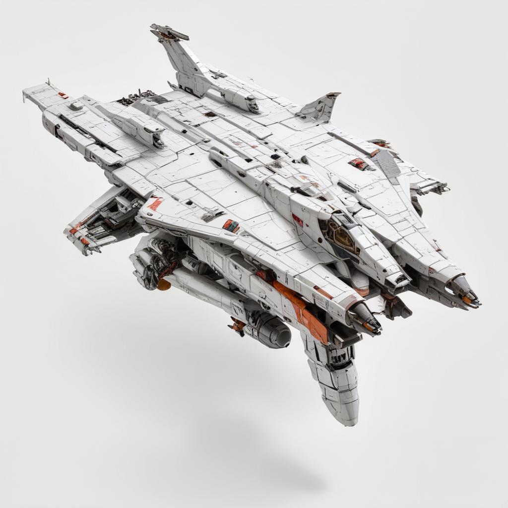 one, ARMD Platform style, Robotech, Soviet, Sci-Fi, space aircraft carrier, on a white background