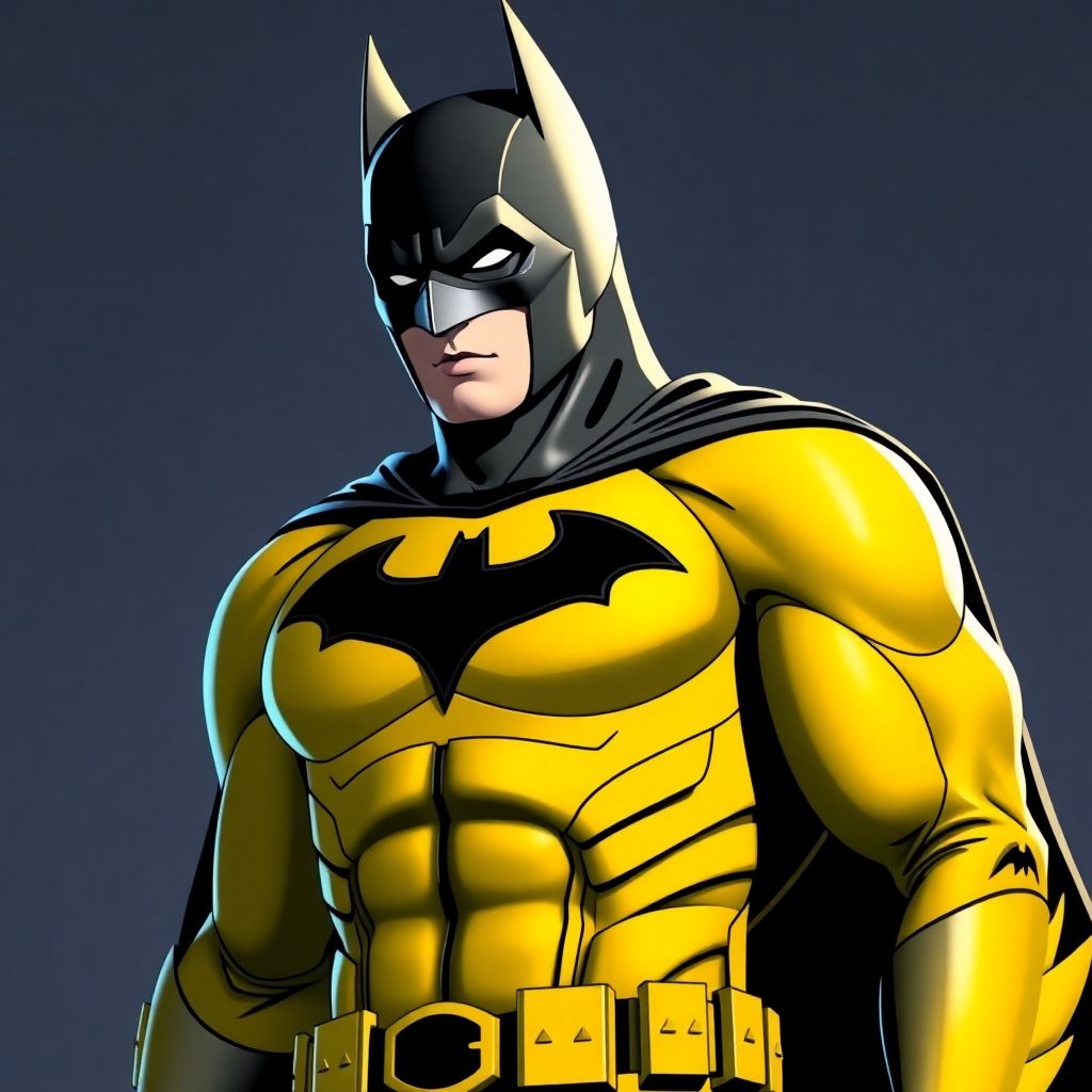 Batman with a yellow suit and black logo