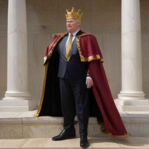 An image of Trump dressed as an emperor pissing on the constitution