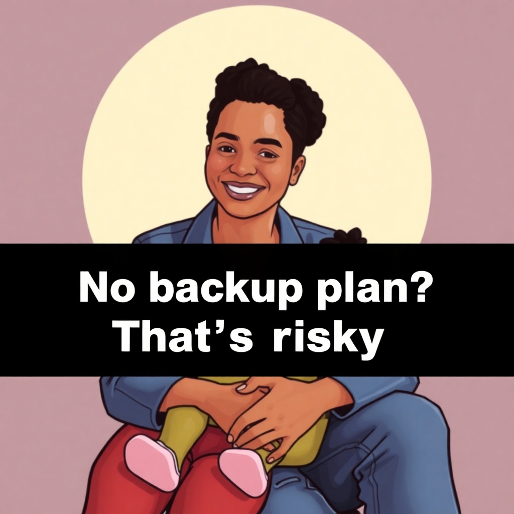A single parent with kid + text: "No backup plan? That’s risky(multiracial)